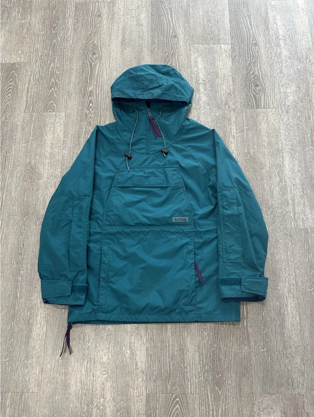 Columbia Teal Pullover Hooded Windbreaker Jacket
